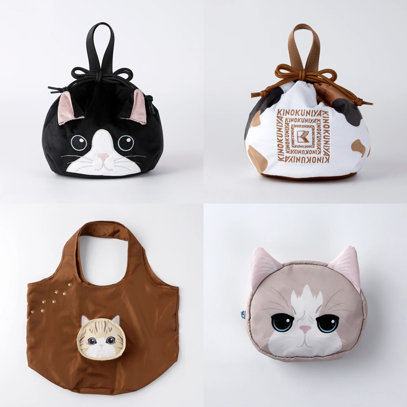 紀ノ国屋が猫モチーフ「保冷巾着＆コンパクトバッグ」発売！猫好き必見